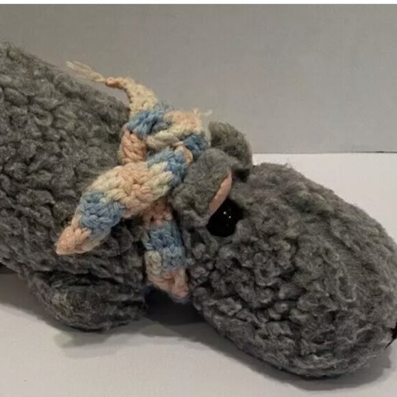 Vtg 1978 Possum Trot Hippopotamus 11” Bean Bag Plush Gillian Bradshaw Smith Gray - Picture 1 of 9